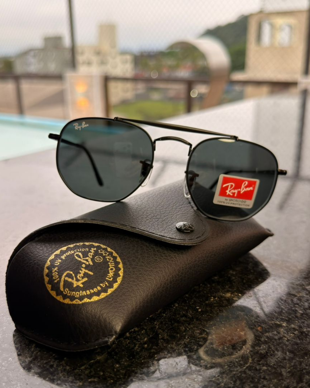 Óculos de Sol Ray-Ban Marshal Hexagonal Preto