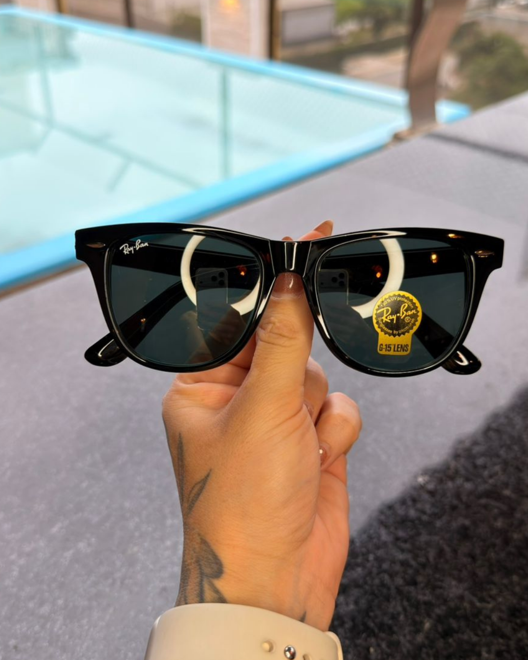 Óculos de Sol Ray-Ban Wayfarer Preto Clássico G-15
