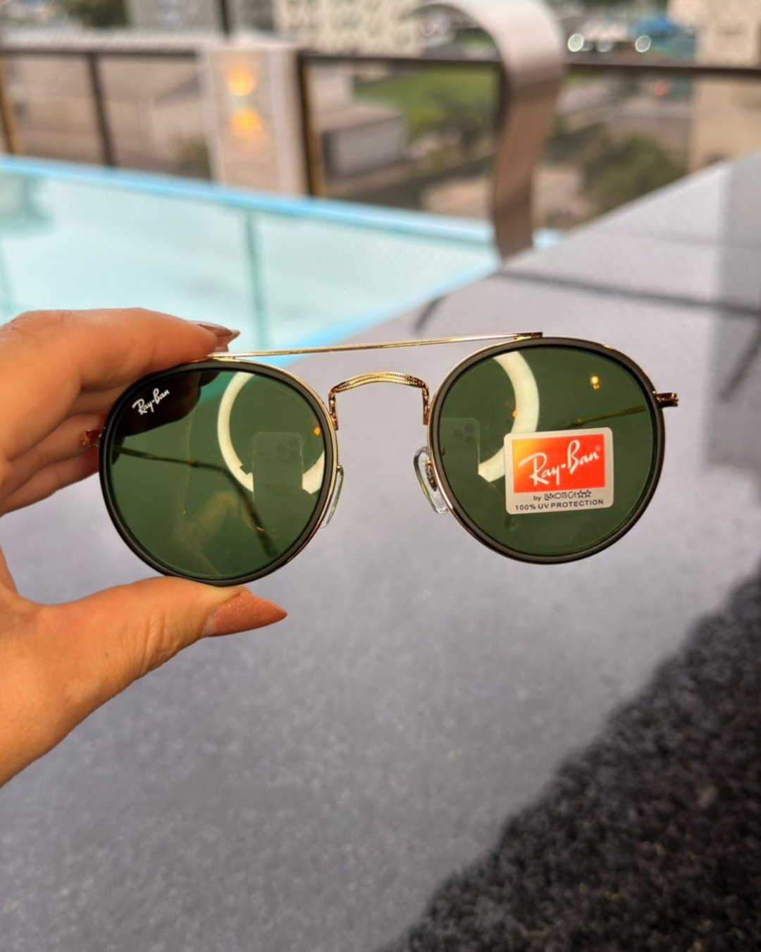 Óculos de Sol Ray-Ban Round Double Bridge Verde G15