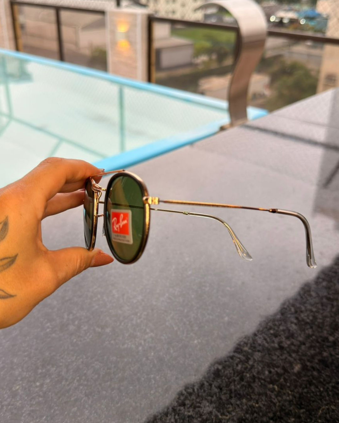 Óculos de Sol Ray-Ban Round Double Bridge Verde G15