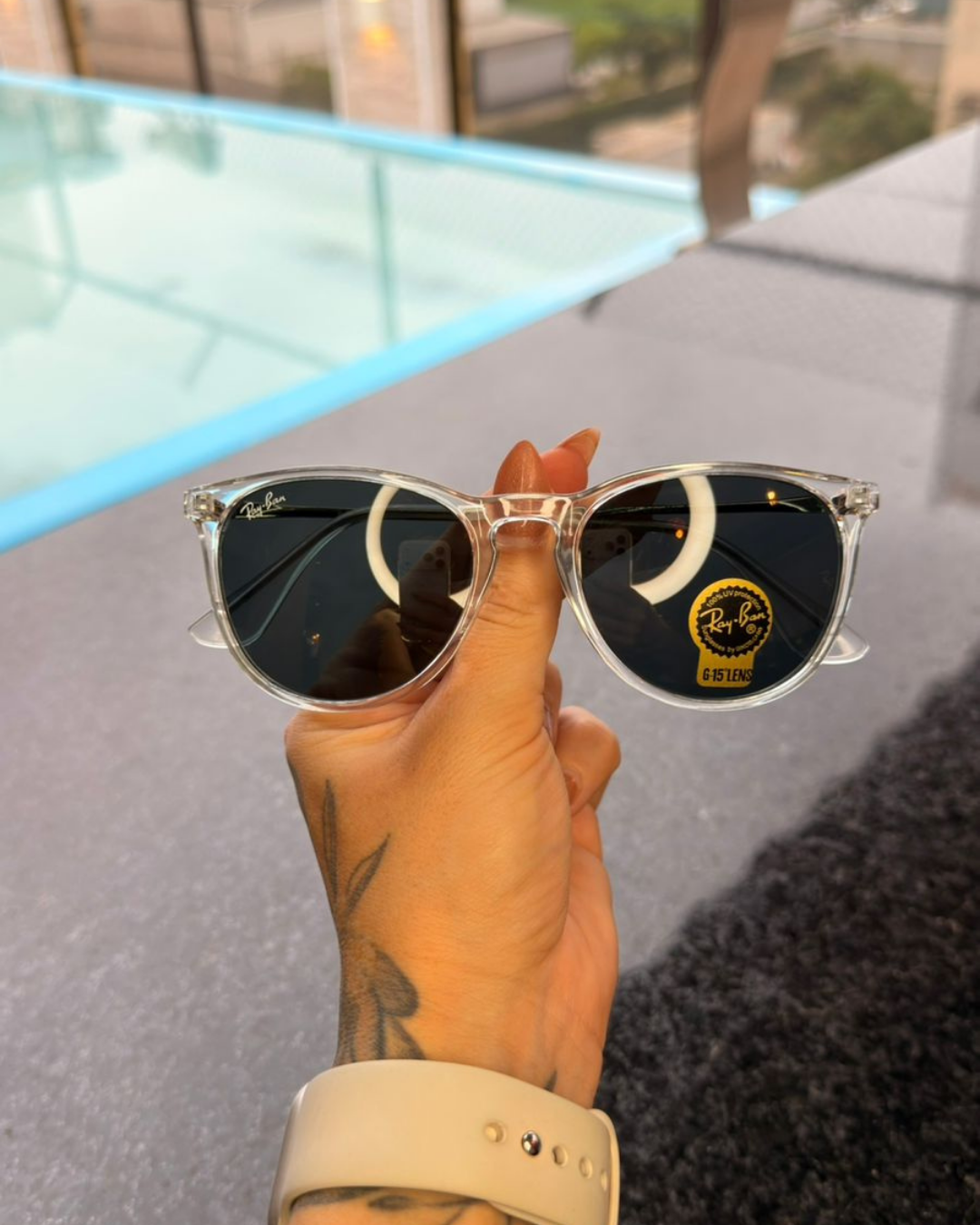 Óculos de Sol Ray-Ban Lente G-15 Armação Transparente
