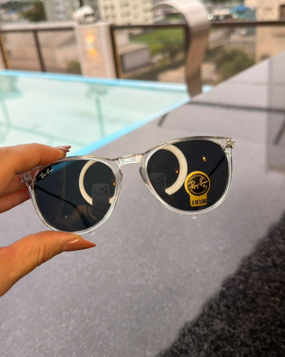 Óculos de Sol Ray-Ban Lente G-15 Armação Transparente